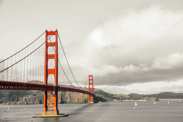 Panorama view of Golden Gate Bridge, San Francisco, California, USA