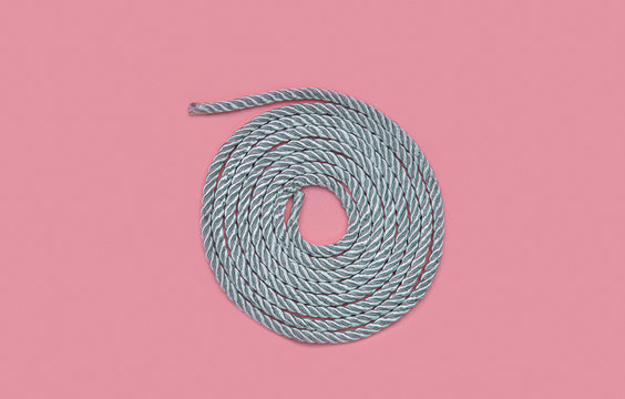 Circle grey rope on a pink background, can fit for text \ banners \ instagram pages