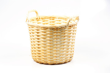 Wooden basket white background