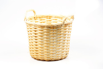 Obraz premium Wooden basket white background