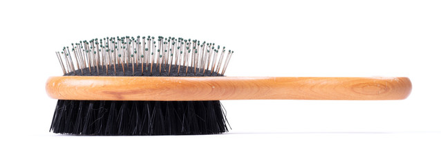 Old brush for dog or cat hair, used