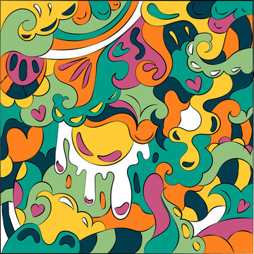 Abstract fantasy drawing colorful art vector background