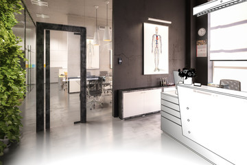 Office Design: Entrance Area (drawing) - 3d illustration