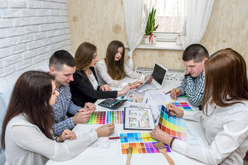 Fototapeta premium Creative designers team working at new house project