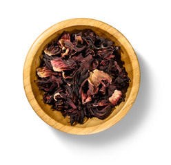 Hibiscus tea for making a drink on a white background