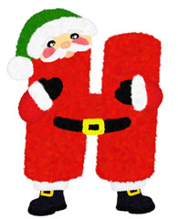 3D “Santa Claus Cartoon Character wool fur feather letter” creative decorative with Green Christmas hat,  Alphabet H isolated in white background has clipping path. Design font for Christmas concept.