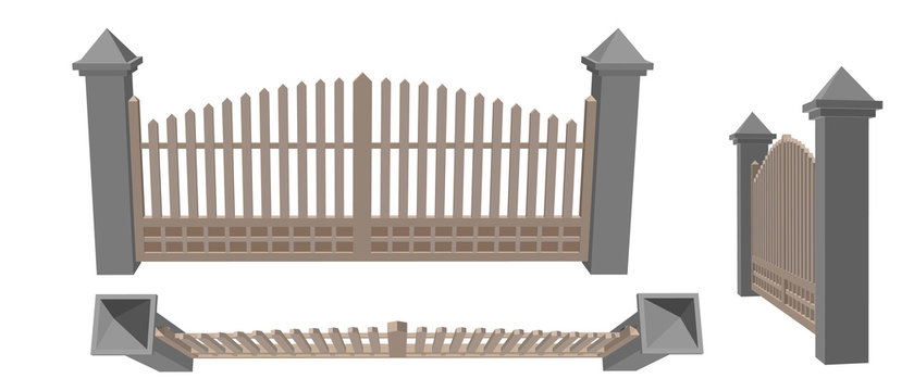 Closed gate. Isolated on white background. 3d Vector illustration.