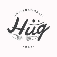 Vector typographic letter Hug Day with abstract hand illustration design