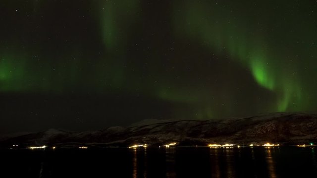 Time Lapse of Aurora Borealis in Tromsoe City, Norway.