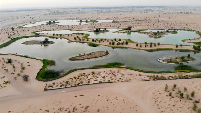 Drone shot from Al Qudra lake, UAE.