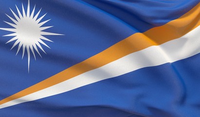 Obraz premium Waving national flag of Marshall Islands. Waved highly detailed close-up 3D render.