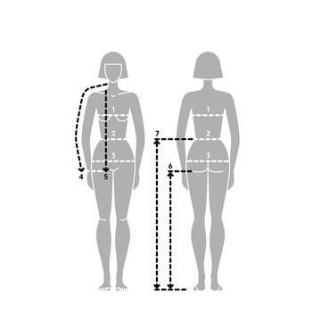 Woman body measurement chart. Taking Measurement illustration.