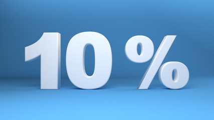 10 Percent, 3D text on light blue background, 3d illustration