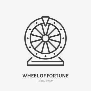 Wheel of fortune line icon, vector pictogram of roulette. Lottery illustration, casino gambling sign