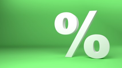 Percentage icon 3D on green background 3d illustration