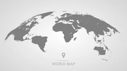 Gordijnen 3d silhouet van een globale wereldkaart, bol met continenten en eilanden van de wereld zwart-wit vectorillustratie © martinova4