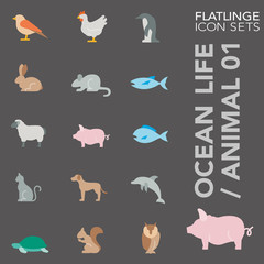 High quality colorful icons of ocean life and animal. Flatlinge are the best pictogram pack, unique design for all dimensions and devices. Vector graphic, Logo, symbol and website content.