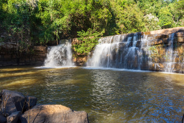 Fototapeta na wymiar Waterfalls in the Northern Thailand National Park, Lamphun Province, Thailand.