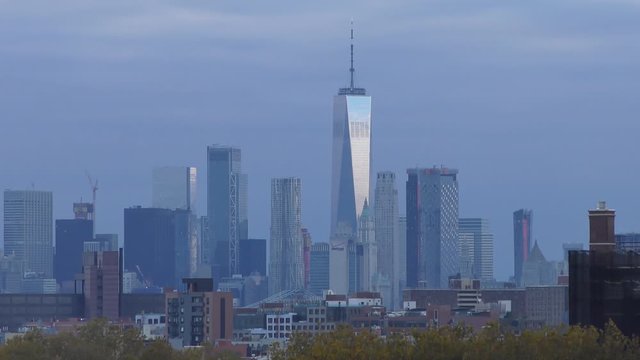 Manhattan skyline, as seen from a rooftop in Brooklyn, New York, 29th October 2018