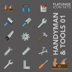 High quality colorful icons of handyman and tools. Flatlinge are the best pictogram pack, unique design for all dimensions and devices. Vector graphic, Logo, symbol and website content.