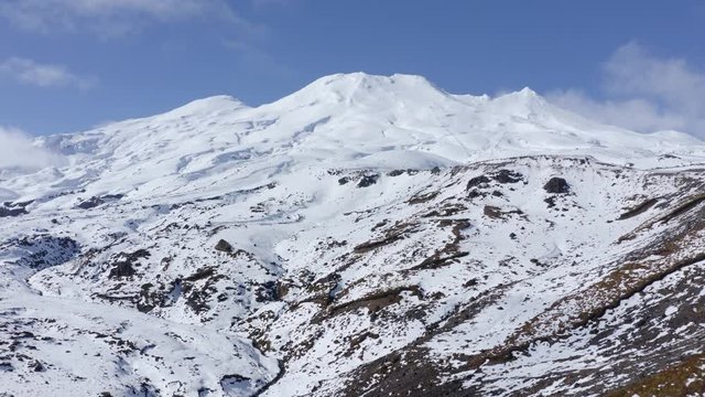 Flying Away Revealing Mountains Wavy Road Clouds Snowy Mountain New Zealand 4K HD Expedition Aerial Flight Epic Lord of the Rings Beautiful Winter Vacation Exploration Adventure Tourism Winter Hobbit