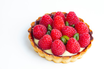 raspberries on the white