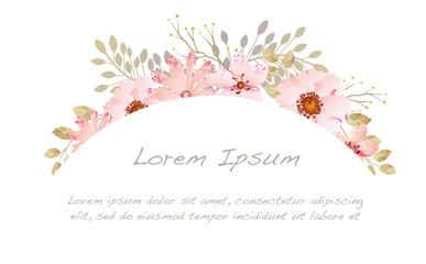 水彩風　花のフレームイラスト