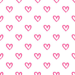 Seamless pattern with pink hearts. Valentines Day backdrop.