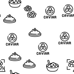 Caviar Seafood Product Seamless Pattern Vector Thin Line. Illustrations