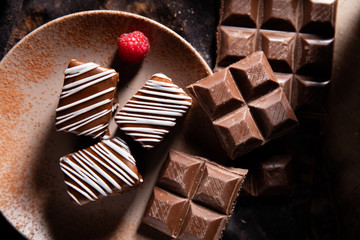 Sweets on a dark environment