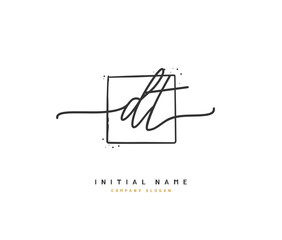 D T DT Beauty vector initial logo, handwriting logo of initial signature, wedding, fashion, jewerly, boutique, floral and botanical with creative template for any company or business.