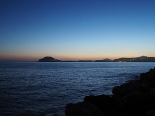 Fototapeta na wymiar View of the Gulf of Naples from the town of Pozzuoli, Italy