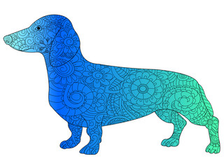 Dachshund color book zen for adults vector