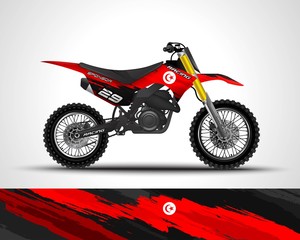 Racing motorcycle wrap decal and vinyl sticker design. Concept graphic abstract background for wrapping vehicles, motorsports, Sportbikes, motocross, supermoto and livery. Vector illustration. Tunisia