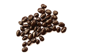 chocolate drops on white background, dark chocolate