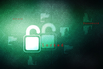 2d illustration Safety concept: Closed Padlock on digital background