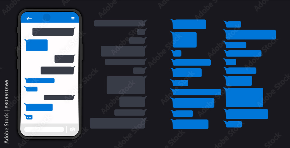 Poster messages bubbles. messages on screen smartphone. chat messages on phone flat design messages bubbles