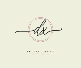 D X DX Beauty vector initial logo, handwriting logo of initial signature, wedding, fashion, jewerly, boutique, floral and botanical with creative template for any company or business.