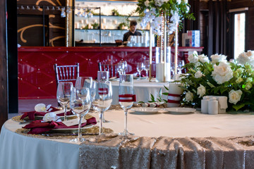 Table setting for the event in the restaurant