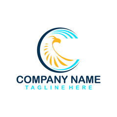 abstract Eagle fly logo, negative space head eagle fly logo