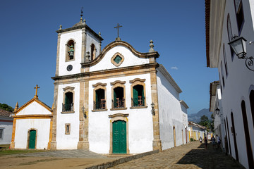 View to the historic church Igreja de Santa Rita (Santa Rita church) in Paraty, Brazil, Unesco...