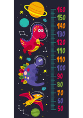 growth measure with dinosaurs in space  - vector illustration, eps    