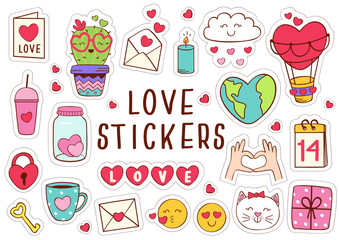 set of isolated love stickers part 1 - vector illustration, eps    