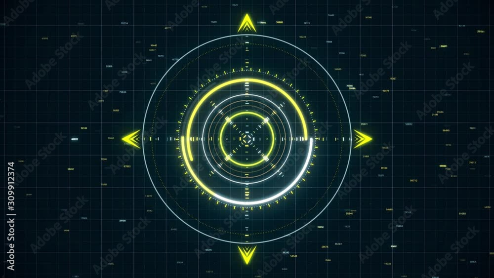 Poster future interface of modern targeting system during working process, seamless loop. animation. abstra