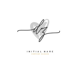 D Z DZ Beauty vector initial logo, handwriting logo of initial signature, wedding, fashion, jewerly, boutique, floral and botanical with creative template for any company or business.