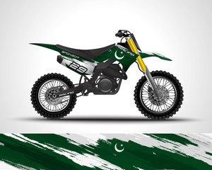 Racing motorcycle wrap decal and vinyl sticker design. Concept graphic abstract background for wrapping vehicle, motorsports, Sportbikes, motocross, supermoto and livery. Vector illustration. Pakistan