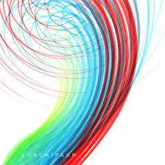 Curved lines with perspective effect. Optical fiber. 3d abstract background. Vector illustration.