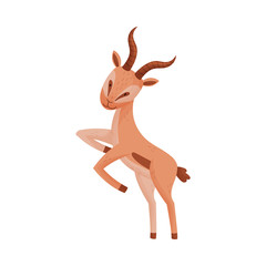 African Gazelle in Standing Pose Stylized Drawing Vector Illustration