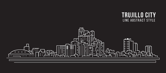 Cityscape Building panorama Line art Vector Illustration design - Trujillo city