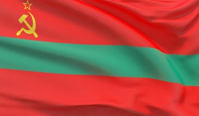 Waving national flag of Transnistria. Waved highly detailed close-up 3D render.